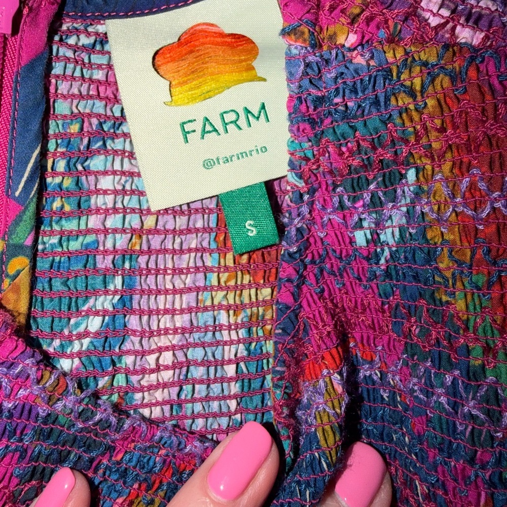 Farm Rio smocked midi dress. Size S. EUC. - Picture 6 of 8